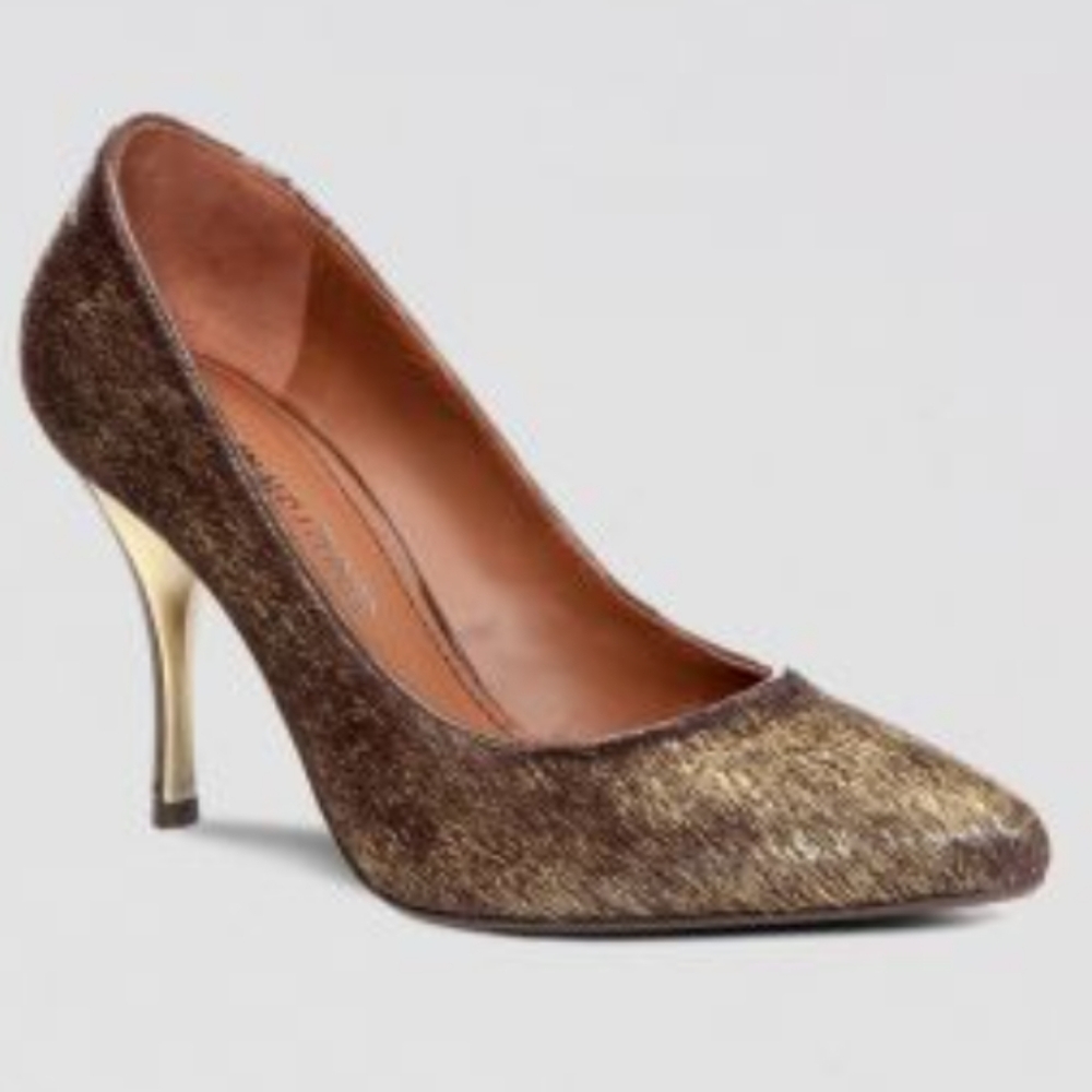 Donald J. Pliner Metallic Calf Hair Heels